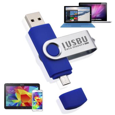 Clé USB flip double 16 Go ''Classe A'' pour smartphone, tablette Android, PC et Mac, USB - micro USB ''OTG''