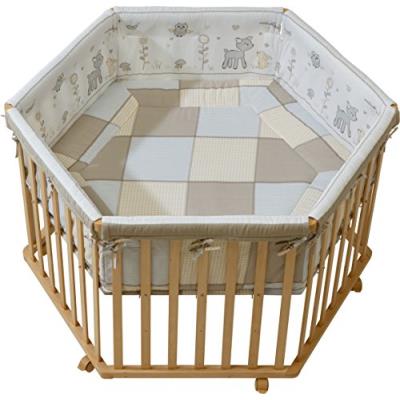 Parc de jeu hexagonal collection 'Animals friends' Roba - Bois naturel