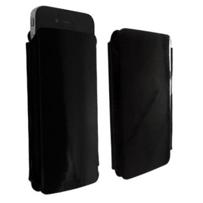 Etui vertical double sens noir verni