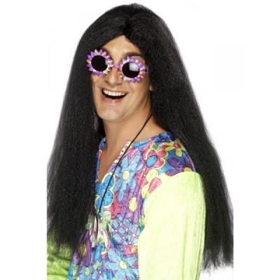 Perruque noire de hippie