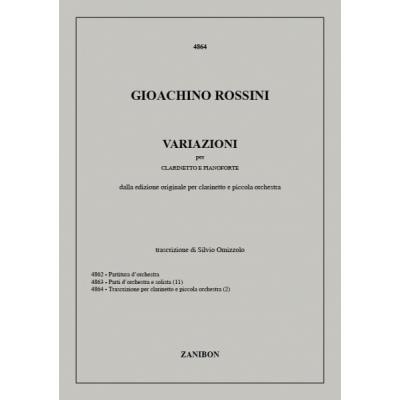 Partitions classique RICORDI ROSSINI G. - VARIAZIONI (OMIZZOLO) - CLARINETTE Clarinette