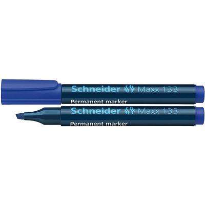 Schneider Maxx 133 Lot de 10 Marqueurs permanents rechargeables pour carton/papier/plastique/verre/métal Encre bleu