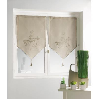 2 voiles pompons 60x160 ONYX brodé TAUPE