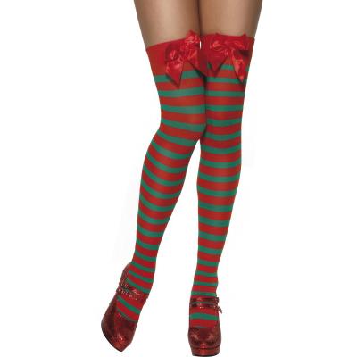 Bas rayés rouge et vert elfe femme Noël Taille Unique