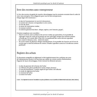 Cahier de Compte Auto Entrepreneur: Simple Livre de Compte  Auto-Entrepreneur | Recette comptable du micro-entrepreneur | Livre  Chronologique des