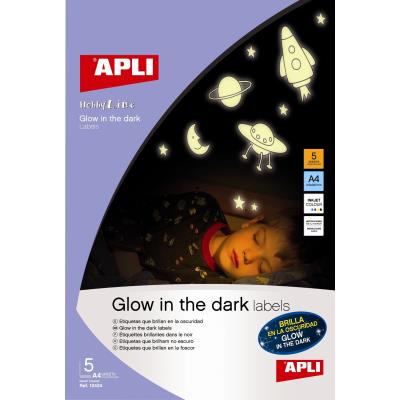 Papier adhésif phosphorescent A4 - 5 pièces - APLI AGIPA