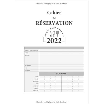 Cahier de réservation restaurant 2024: 2 Pages par Jour (Déjeuner / Dîner)  - Agenda Grand Format A4 (French Edition)