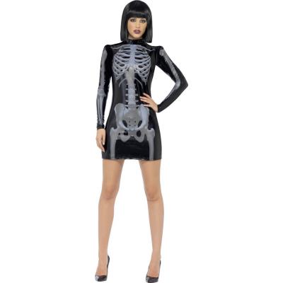 Déguisement squelette noire sexy femme Halloween Large