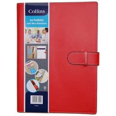 Collins 7201-Rouge Padfolio A4 Avec Courroie Bloc-Notes Rouge