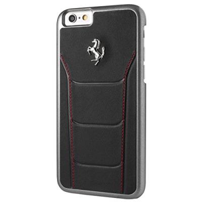 Ferrari FESEHCP6BKR Coque en cuir avec Logo d'or pour iPhone 6/6S avec Couture Rouge/Noir