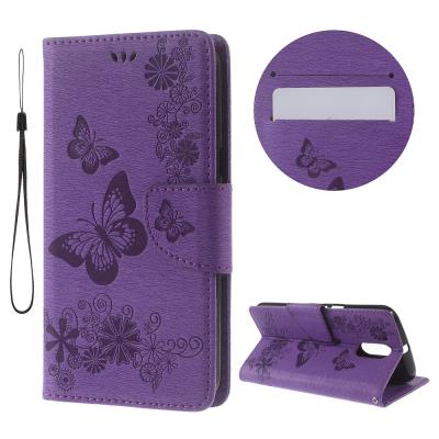 Etui en PU Imprinted Papillon Pour Motorola X Moto G4/G4 Plus - Pourpre