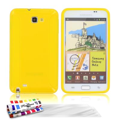 Coque Souple ORIGINAL Ultra Fine Jaune , ExtraGrip, Premium de MUZZANO pour SAMSUNG I9220 + 3 Films de Protection Ecran UltraClear pour SAMSUNG I9220