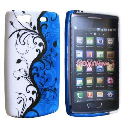 Housse SoftyGel Flower bleue pour Samsung Wave 3 S8600