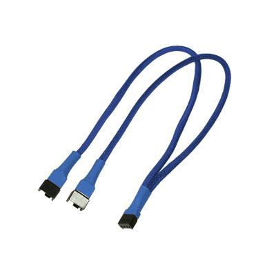 Duplicateur d'Alimentation pour Ventilateur PWM - 1F(4p)/2M(4p) - 30 cm - Bleu