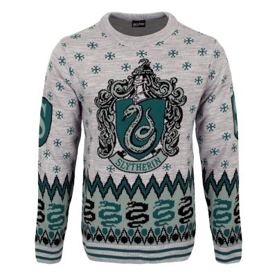 Harry Potter Sweat-shirt Slytherin Crest Noël Homme Gris - Taille S