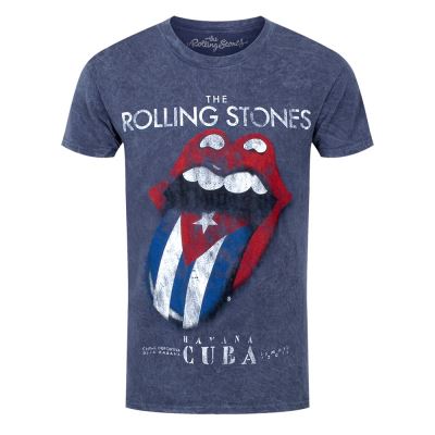 The Rolling Stones T-Shirt Havana Cuba Denim Burn out Homme Bleu - Taille M