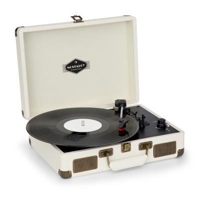 Platine Vinyle auna Peggy Sue r&eacute;tro LP USB AUX - aspect cr&egrave;me/laiton