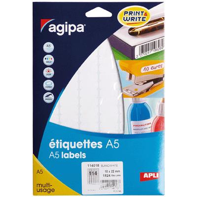 Agipa - Etiquette Adhesifs A5 10x22 - Etui 1824