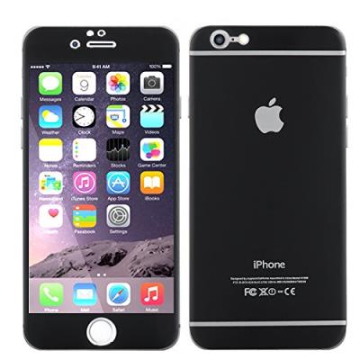 Coque protectrice 4.7 pouces pour iPhone 6 - Verre trempé / Indice 9H / Arrière en alliage de Titane / Résistant aux rayures, à l'éclatement / Noir