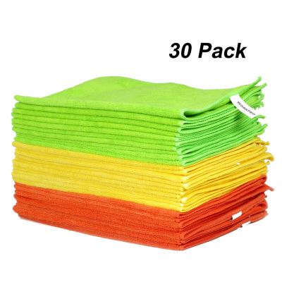 WORKPRO Ensemble de 30 Serviettes Chiffon en Microfibre en 3 Couleurs