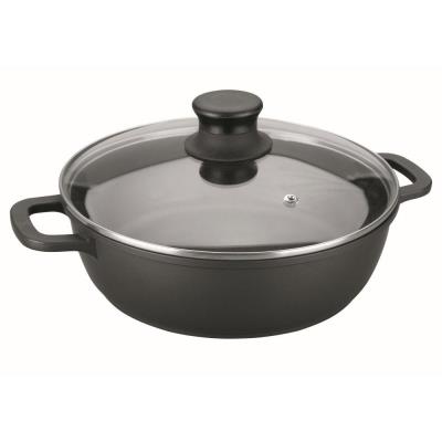 Lacor - Faitout Bas Noir 32Cm Fonte Alu + Couvercle Verre