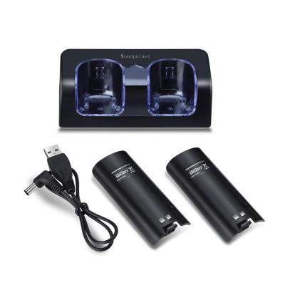 Double station de chargeur 2x 2800mah Batterie rechargeable pour  télécommande Wii
