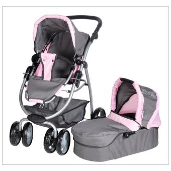 poussette gris et rose