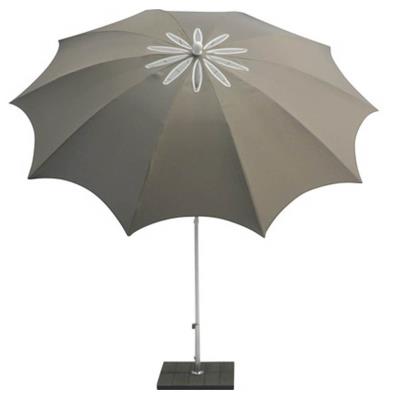 Parasol centré en polyester coloris taupe - Dim : Ø 250 x H 250 cm - PEGANE -