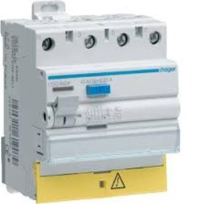 Hager Neutre Interrupteur Différentiel 3Pn 63A 30Ma Type Ac À Bornes Décalées - Image 1