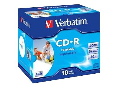 10 x CD-R - 700 Mo ( 80 min ) 52x - surface imprimable par jet d'encre, surface imprimable large - boîtier CD - support de stockage