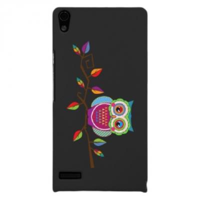Coque rigide pour Huawei Ascend P6 avec impression Motifs chouette sur une branche