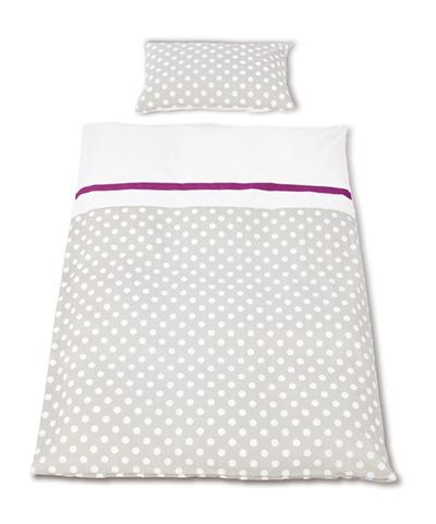 Pinolino - Parrure de lit - Housse de couette + Taie d'oreiller, motifs points gris