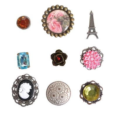 Attaches parisiennes - Boutons - Rose - Oldies - 9 pièces