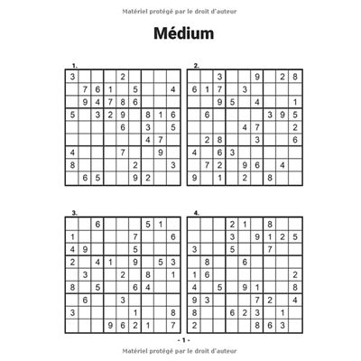 Sudoku Pour Adulte Moyen: 200 Différents Sudoku 9x9 Moyen Pour les Adultes  et Pour Tout le Monde avec Solutions (French Edition)