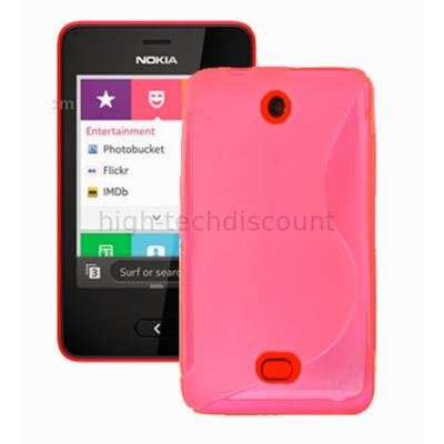 Housse etui coque pochette silicone gel pour Nokia Asha 501 + film ecran - ROSE