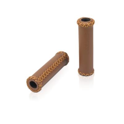 Poignées velo XLC cuir Marron cousu main 2L