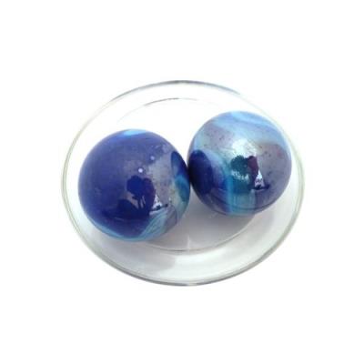 2 Baleines Bleu de Chine - Billes en verre de 42 mm
