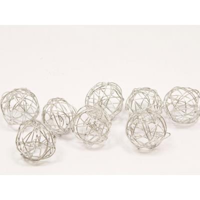 Lot de 12 boules de décoration en métal argent