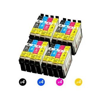 Pack De 16 Epson T0711 Cartouches 4 Noir 4 Cyan 4 Magenta 4 Jaune Compatible Avec Epson Stylus Sx105 Pack De Cartouches Achat Prix Fnac