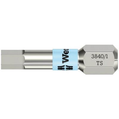 Embout pour vis à 6 pans femelle 1/4'', 25 mm long, acier inoxydable avec zone de torsion, Cote s/plats : 6,0 mm