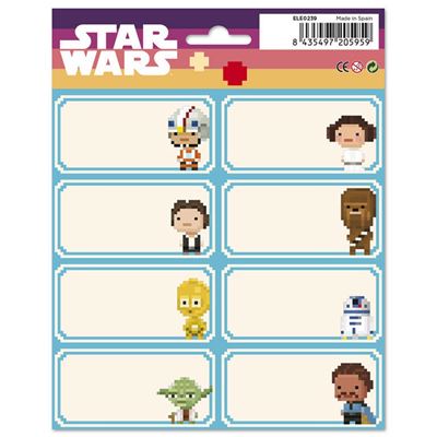 Star Wars Sac 16 Étiquettes 8x4 cm
