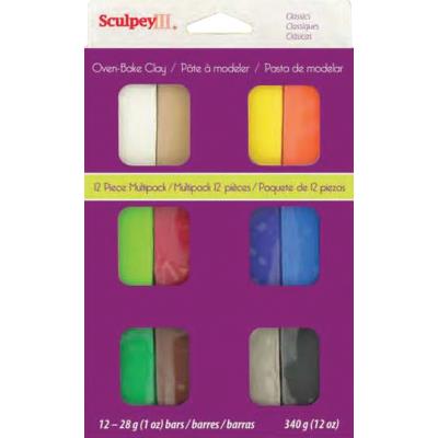 Pâte Sculpey III - Classique - Assortiment 12 couleurs