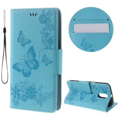 Etui en PU Imprinted Papillon Pour Motorola X Moto G4/G4 Plus - Bleu