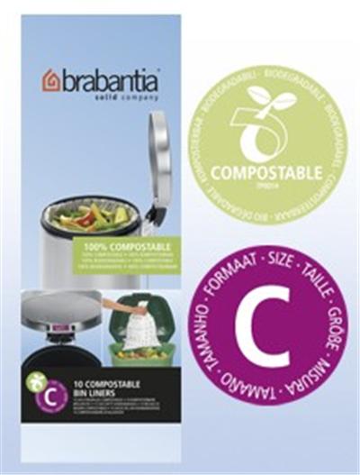 Sac BRABANTIA poubelle 12L biodégradable rouleau de 10 sacs - Ref C compostable