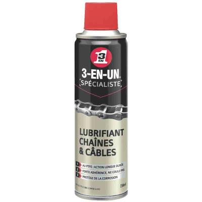 3-en-1 - Lubrifiant chaînes et câbles au PTFE 250 mL