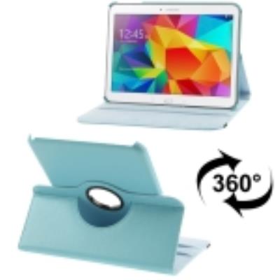 Galaxy Tab 4 10.1 : Coque Housse Cuir (PU) Bleu  Texture Litchi  Rotation 360°