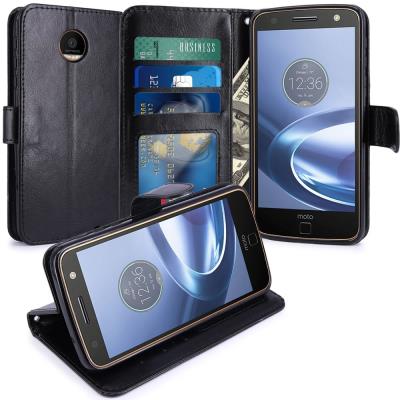 Housse Motorola Moto Z Force, Housse Coque Etui de luxe Portefeuille Porte Carte Et Billet pour Motorola Moto Z Force (Housse Luxe Noir)