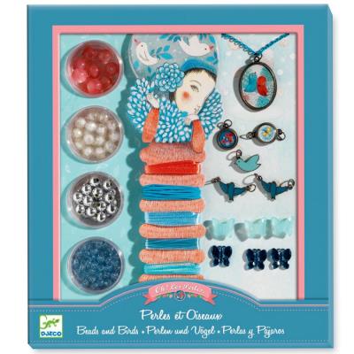 Perles oiseaux kit Djeco ensemble assorti avec breloque et pendentif pour enfant