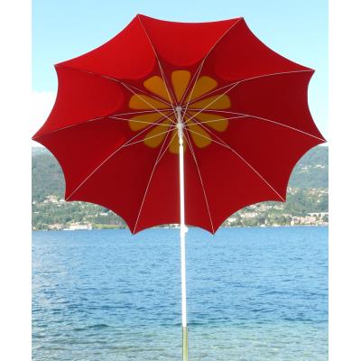 Parasol rond centré coloris Orange /Blanc - Dim : H 250 x D 250/10 cm-PEGANE-