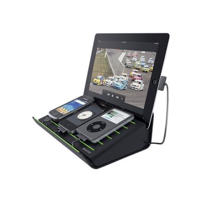 Leitz Multicharger - Oplaadstandaard - 4 uitgangsaansluitingen (mini USB type A, Apple Dock, Micro-USB Type A) - zwart - voor Apple iPad/iPhone/iPod (Apple Dock)